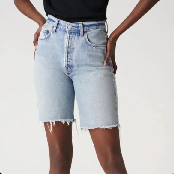 Agolde | Ultra High Rise Raw Hem Long Denim Shorts - Size 25 - Picture 1 of 9